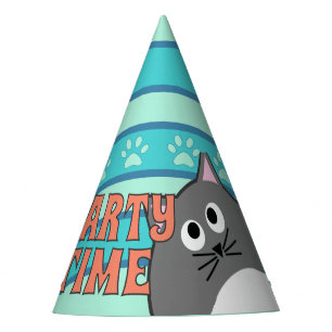 Grey Cat Party Time Hat