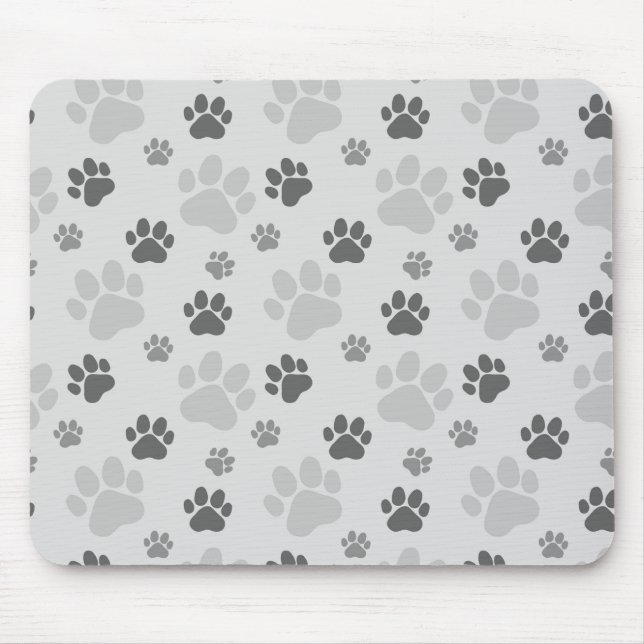 Grey Cat Paw Print Pattern Mouse Pad (Front)
