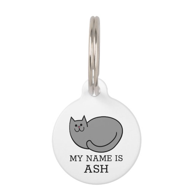 Grey Cat Pet Tag (Front)