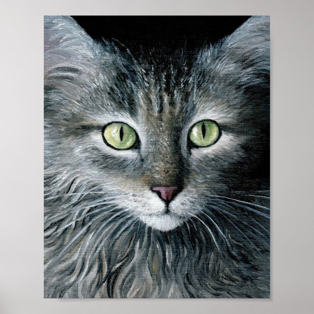 Grey Cat portrait 478 Poster (Front)