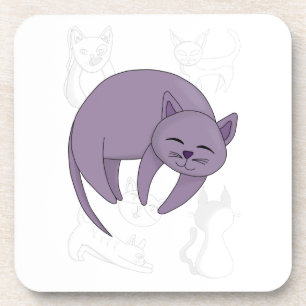 Grey Cat Sleeping and Kitten Doodles Duvet Cover Coaster