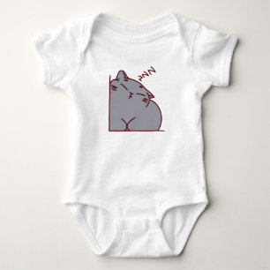 Grey Cat Sleeping Baby Bodysuit