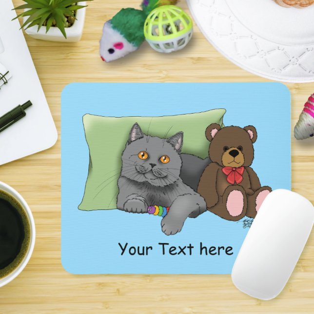 Grey Cat Teddy Bear Mouse Pad (Creator Uploaded)