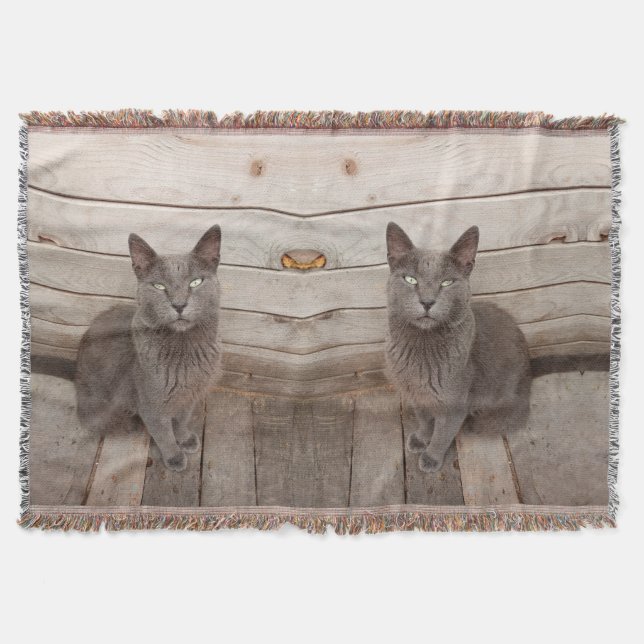 Grey Cat Throw Blanket (Front)