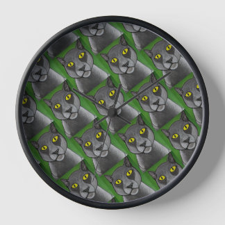 Grey Cat Wall Clock