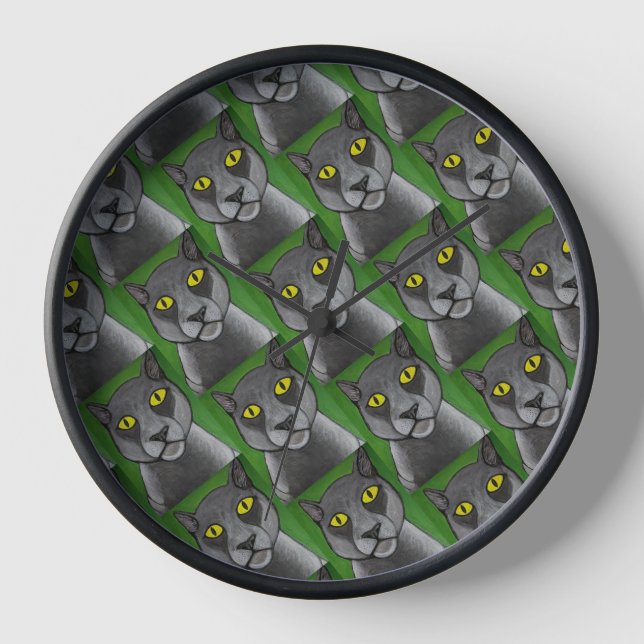 Grey Cat Wall Clock (Front)