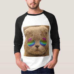 Grey Cat wearing funky Sunglasses T-shirts