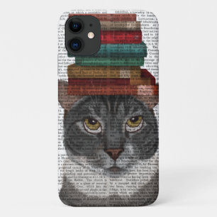 Grey Cat with Books on Head Case-Mate iPhone Case