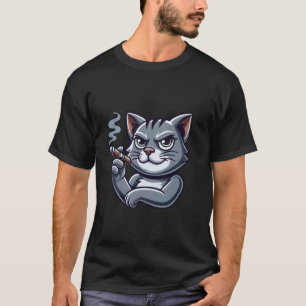 Grey Cat with Cigar T-Shirt