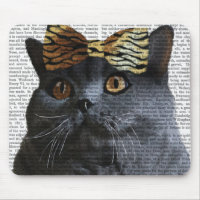 Grey Cat with Leopard Bow