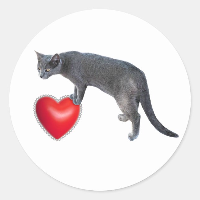 Grey Cat with Red Heart Stickers (Front)