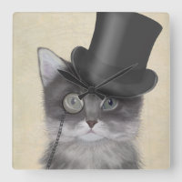 Grey Cat with Top Hat