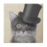 Grey Cat with Top Hat