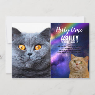 Grey cat yellow eyes invitation