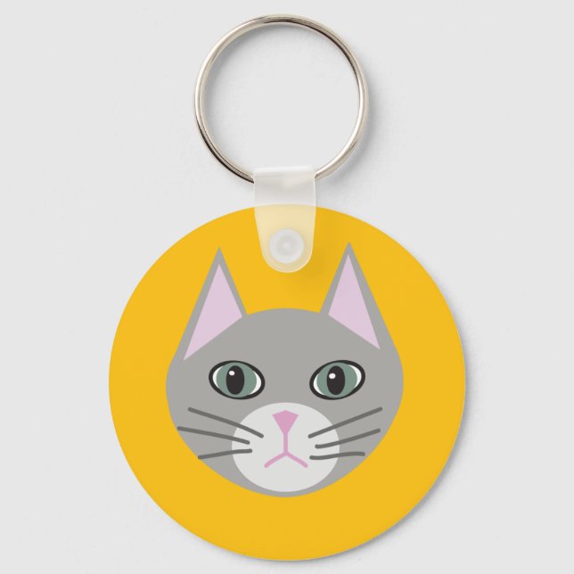 Grey Cat, Yellow Key Ring (Front)