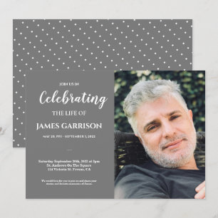 Grey Celebration of Life With Photo Funeral Invitation