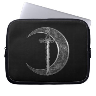 Grey Celtic Moon And Sword Laptop Sleeve