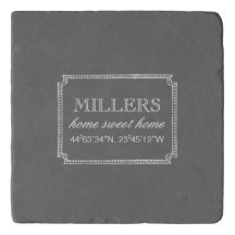 Grey Chalk Art GPS Coordinate Trivet