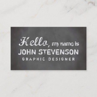 Grey chalkboard chic hello graphic designer business card
