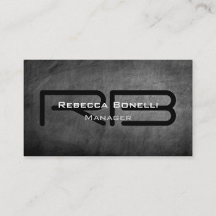 Grey Chalkboard Monogram Manager Business Card