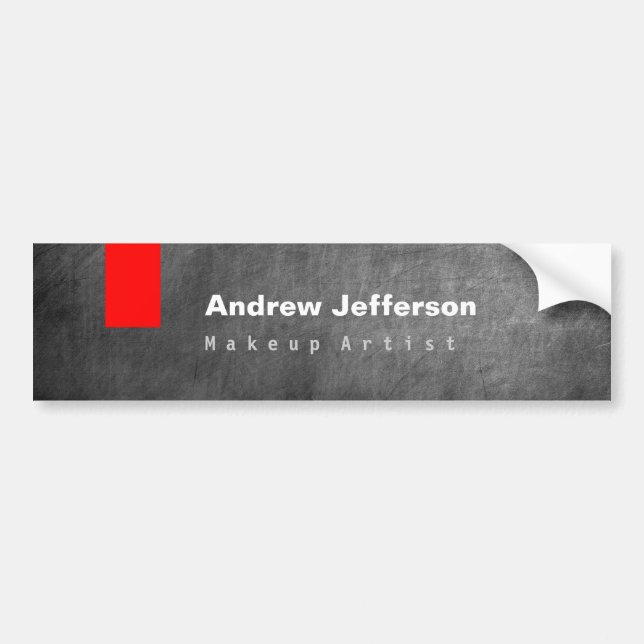 Grey Chalkboard Pattern Red Bumper Sticker (Front)