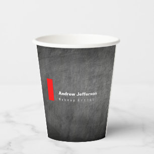 Grey Chalkboard Pattern Red Paper Cups
