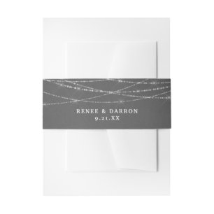 Grey Chalkboard & White String Lights Invitation Belly Band