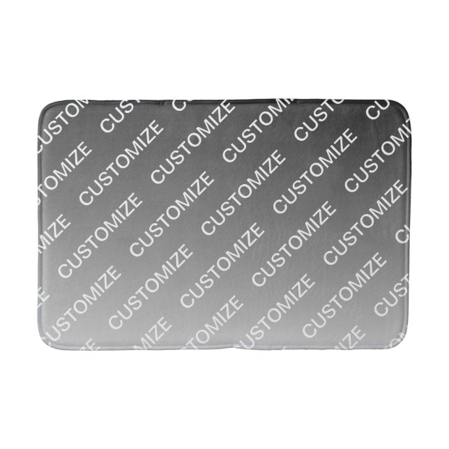 Grey (changeable colour) Ombre & Text Pattern Bath Mat (Front)