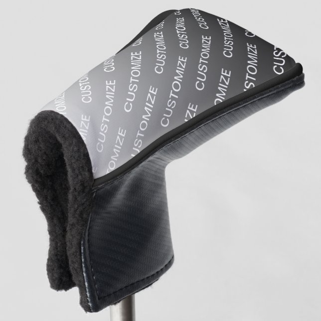 Grey (changeable colour) Ombre & Text Pattern Golf Head Cover (3/4 Front)