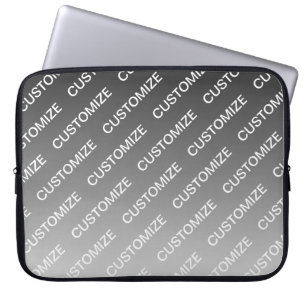 Grey (changeable colour) Ombre & Text Pattern Laptop Sleeve