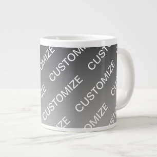 Grey (changeable colour) Ombre & Text Pattern Large Coffee Mug