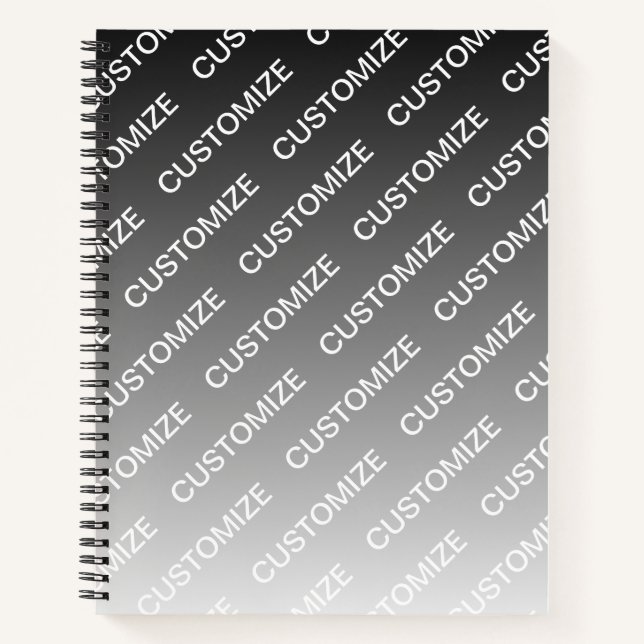 Grey (changeable colour) Ombre & Text Pattern Notebook (Front)