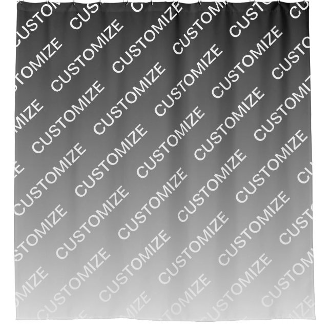 Grey (changeable colour) Ombre & Text Pattern Shower Curtain (Front)
