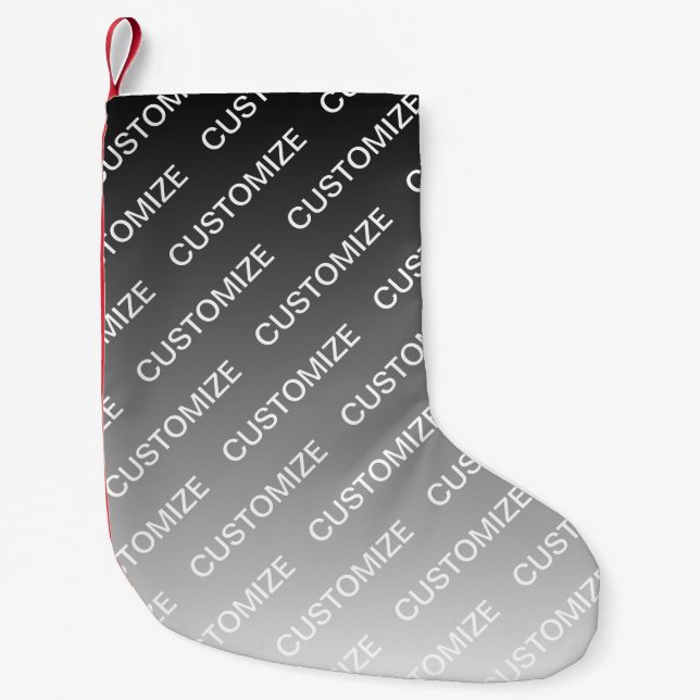 Grey (changeable colour) Ombre & Text Pattern Small Christmas Stocking (Front)