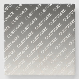 Grey (changeable colour) Ombre & Text Pattern Stone Coaster