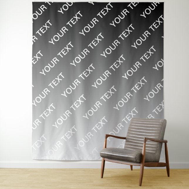 Grey (changeable colour) Ombre & Text Pattern Tapestry (In Situ)