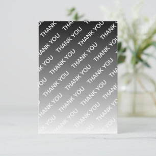 Grey (changeable colour) Ombre & Text Pattern Thank You Card