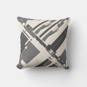 Grey Charcoal Beige Southwest Art Look Diagonal  Cushion