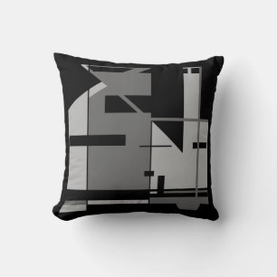Grey Charcoal Black Bold Southwest Art Look Mosaic Cushion