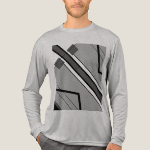 Grey Charcoal Black Bold Stripe MCM Look Abstract Tri-Blend Shirt