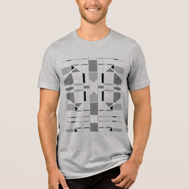 Grey Charcoal Black Geometric Southwest MCM Look  Tri-Blend Shirt (Front)
