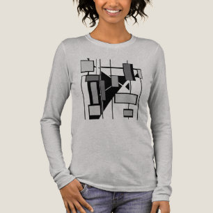 Grey Charcoal Black Shapes MCM Look Art Design Tri-Blend Shirt