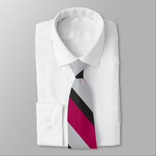 Grey Charcoal & Deep Raspberry Diagonally-Striped Tie