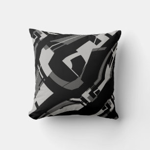 Grey Charcoal on Black Diagonal Southwest Look Cushion