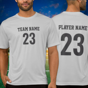 Grey Charcoal Sports Team Jersey Number T-Shirt