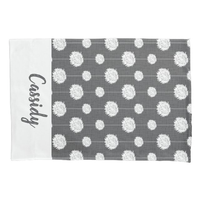 Grey Cheerleader Pom Pom Pattern Pillowcase (Front)