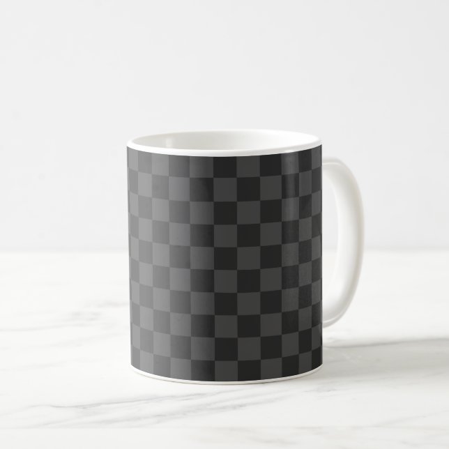 Grey Chequerboard Coffee Mug (Front Right)