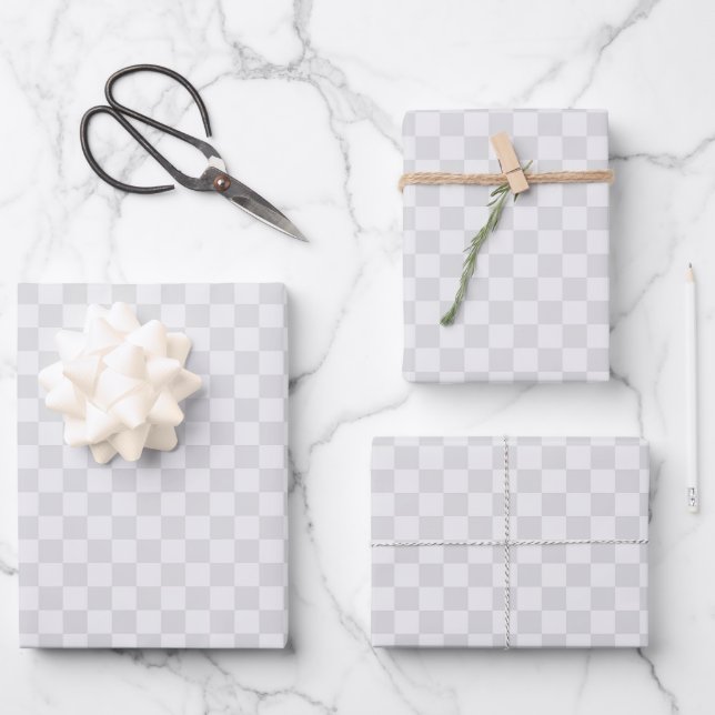 Grey Chequered Pattern Wrapping Paper Sheet (Front)