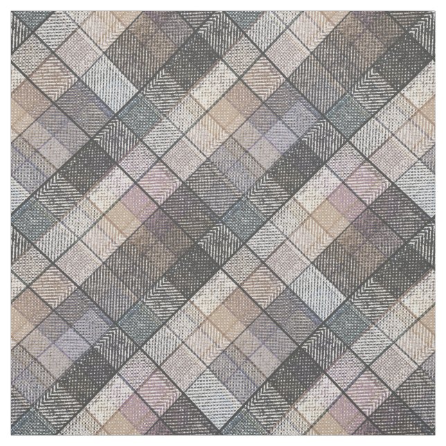 Grey chequered, plaid, tartan, brown, beige . fabric (Swatch)