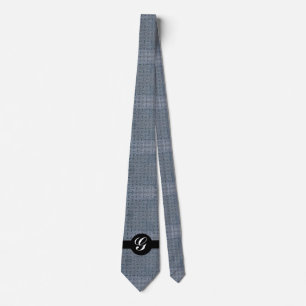 Grey chequered plate monogram tie